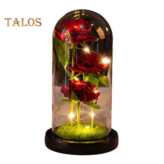 Preserved Rose In Glass Dome LED Light Up Eternal Flower Romantic Forever Rose Gift for Women Valentine's Day Mother's Day