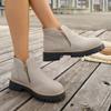 Damen Stiefeletten mit runder Zehenpartie in Überweite, Martin Boots mit Blockabsatz und Reißverschluss an der Seite, Herbst Winter Kurzstiefel für Damen