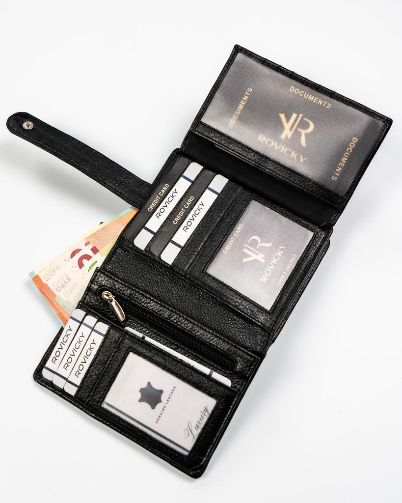 Women's Leather Wallet R-D1503-NCD-BL-8398 Black