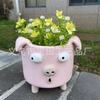 1 Cute Cartoon Piggy-shaped Flower Pot, Creative Cute Resin Animal Statue, Garden and Courtyard Decoration