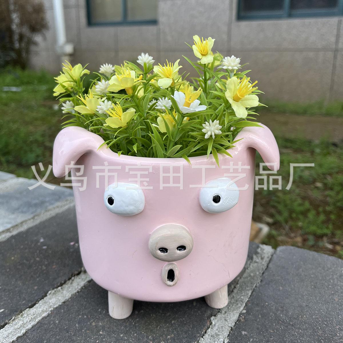 

1 милый мультяшный цветочный горшок в форме поросенка, креативная милая полимерная статуэтка животного, украшение для сада и двора