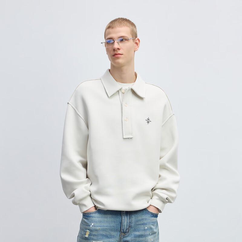 CHINISM Men s Air Layer Embroidered Polo Sweatshirt L