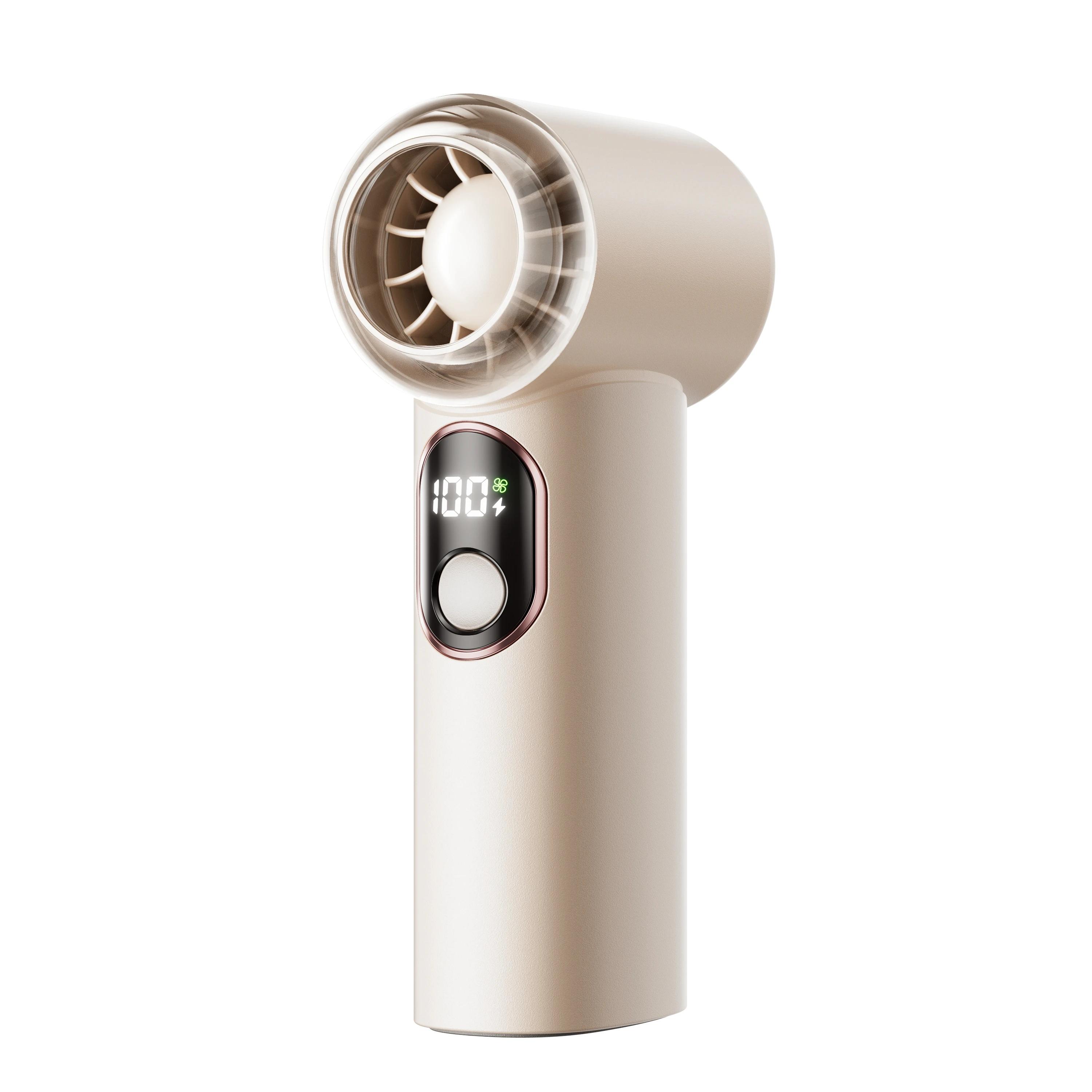 

Новый портативный ручной вентилятор с кондиционером, охлаждением, зарядкой через USB, наружный, 100-скоростной, цифровой дисплей, турбинный мини-вентилятор белый