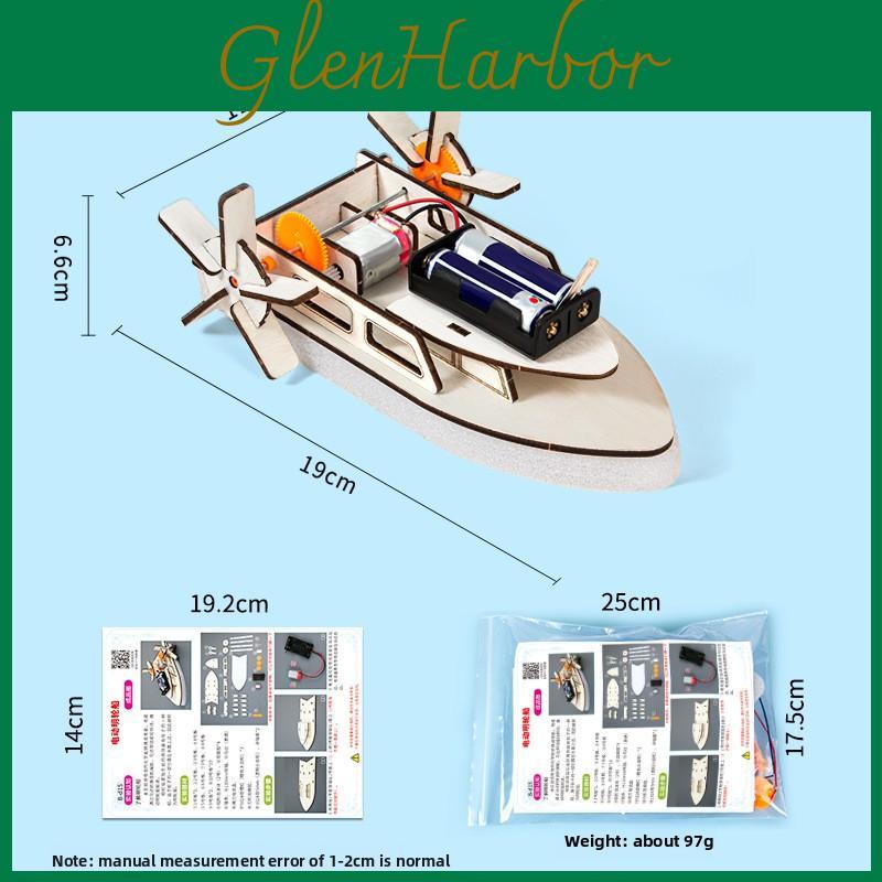 Simulated Electric Ship Model Wooden Assembly Material Children Puzzle Toy For Kids Stem Learning And Handson Education