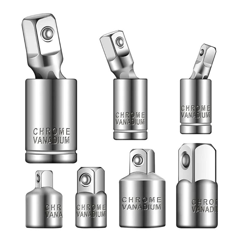 

7pcs Socket Adapters Set Universal Joint Ratchet Accessories Corrosion Resistant for 1/2 3/8 1/4 Drive Socket & Spanners 1