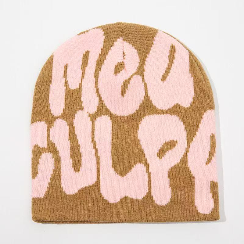 European and American Trendy Letter Jacquard Beanie - Cross-Border Hot-Selling Pullover Knit Hat