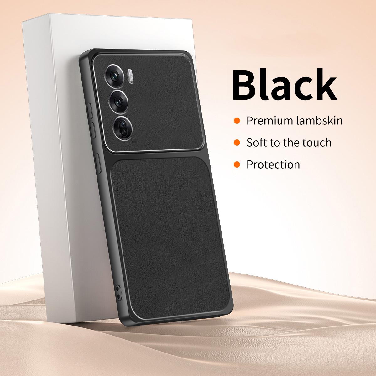 Luxury Mobile Phone Case for OPPO Reno12 Pro Reno 12 Pro 12Pro 5G China Global Original Faux Lambskin Lens Protection Back Cover OPPO Reno12 Pro чёрный