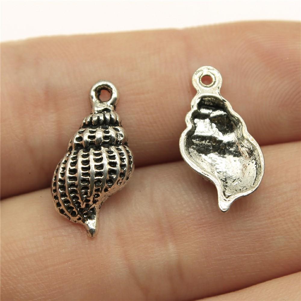 20pcs Shell Charms Antique Silver Color Sea Shell Pendant Charms Shell Charms For Jewelry Making DIY Craft