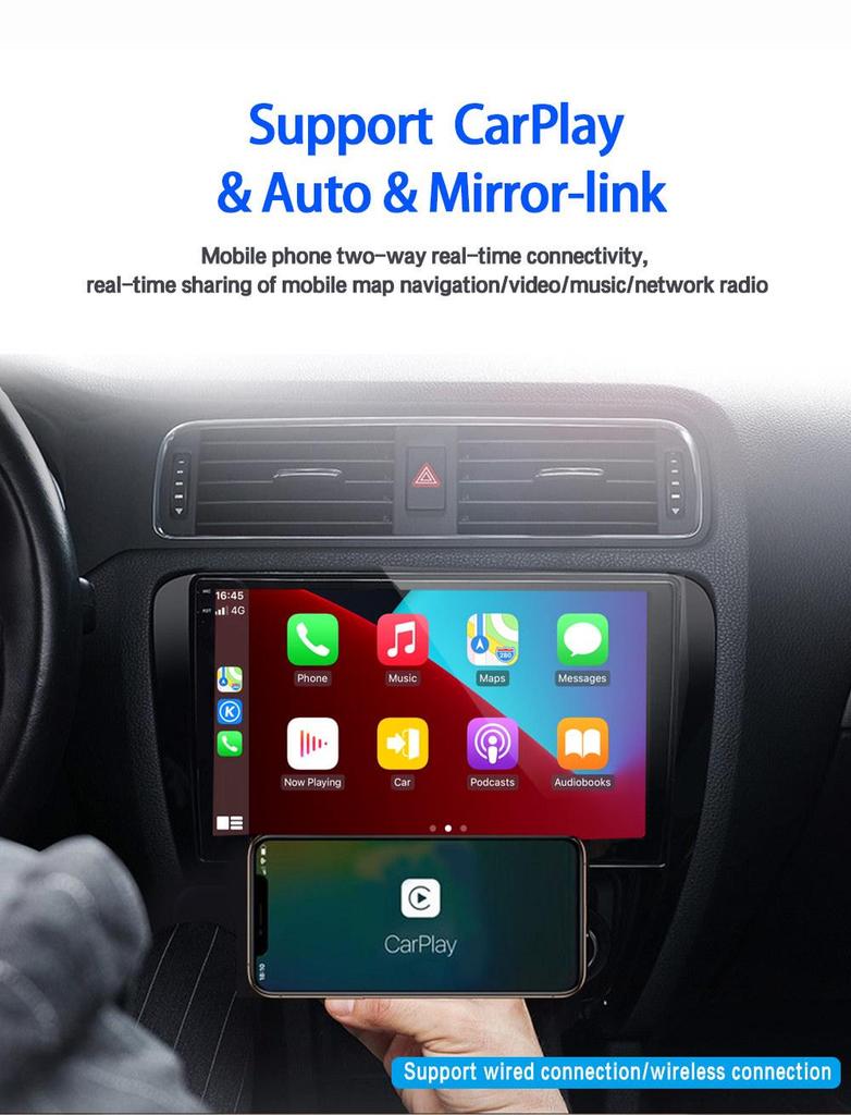 Cross-Border QLED 9.5/10.36-Inch Large Screen Navigation & Bluetooth Wireless CarPlay Android System