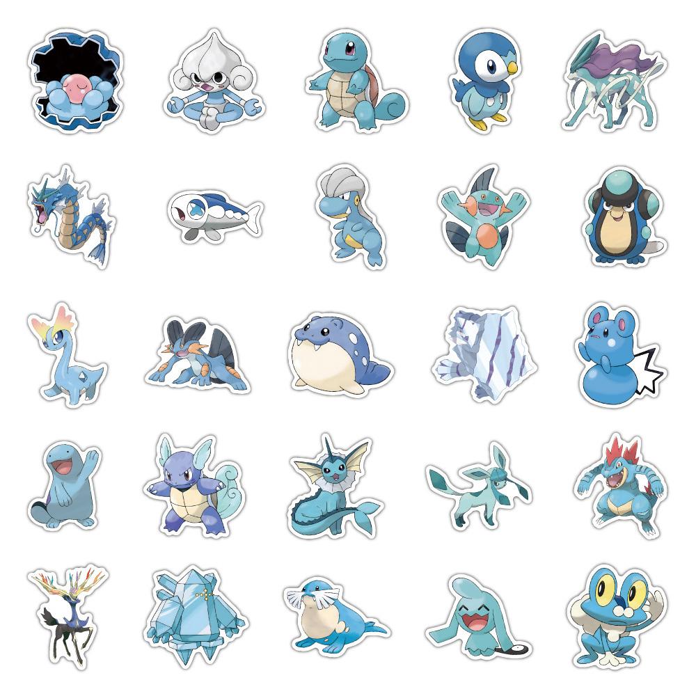 10/30/50pcs Blue Cute Stickers Kawaii Pikachu Anime Decal DIY Nootebook Suitcase Water Bottle Cartoon Graffiti Sticker