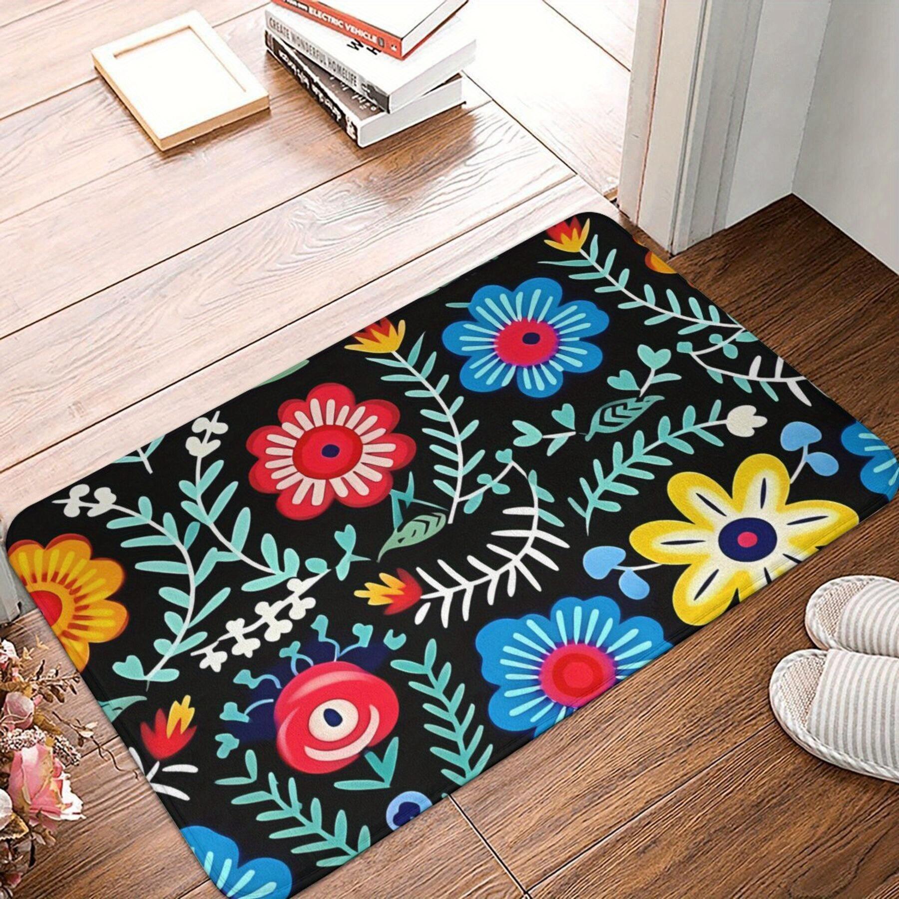 

Polish Folk Art Floral Doormat – Boho Ethnic Flower Rug for Entryway Living Room Kitchen | Machine Washable Indoor Floor Mat 40x60cm