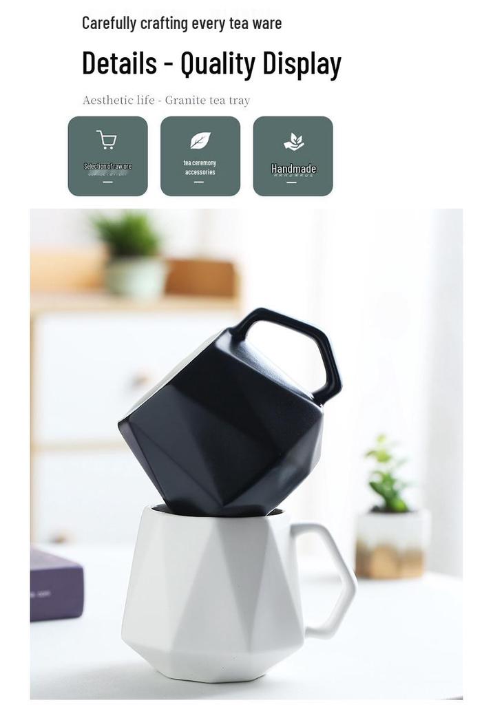 Geometric Diamond Rhombus Ceramic Couple Mug