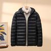 Korean Style Womens Lightweight Cotton Down Jacket Loose Fit Short Hooded Stand Collar Autumn Winter Coat
