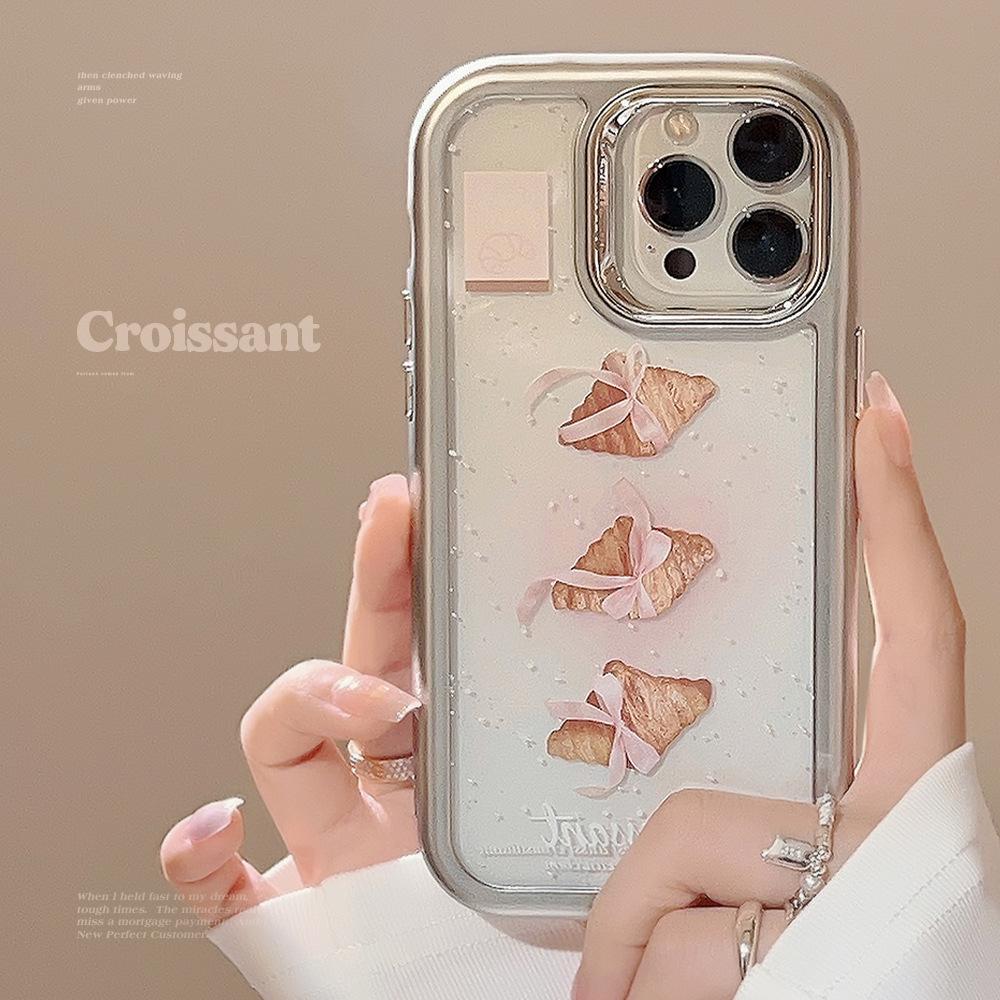 Ins Wind Croissant IPhone 16pro Max Apple Phone Case 14 Acrylic Anti Fall 15 Suitable for 13 Sweet