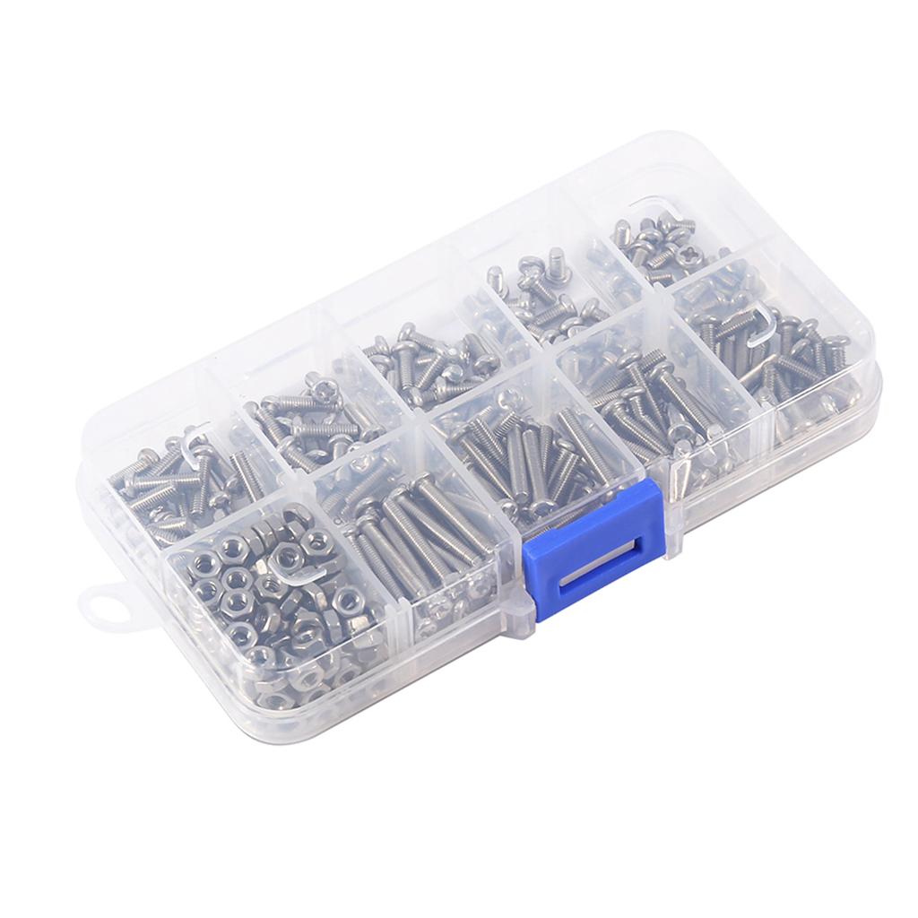 340pcs M3 Stainless Steel Screws and Nuts Assortment Kit Set Pan Head