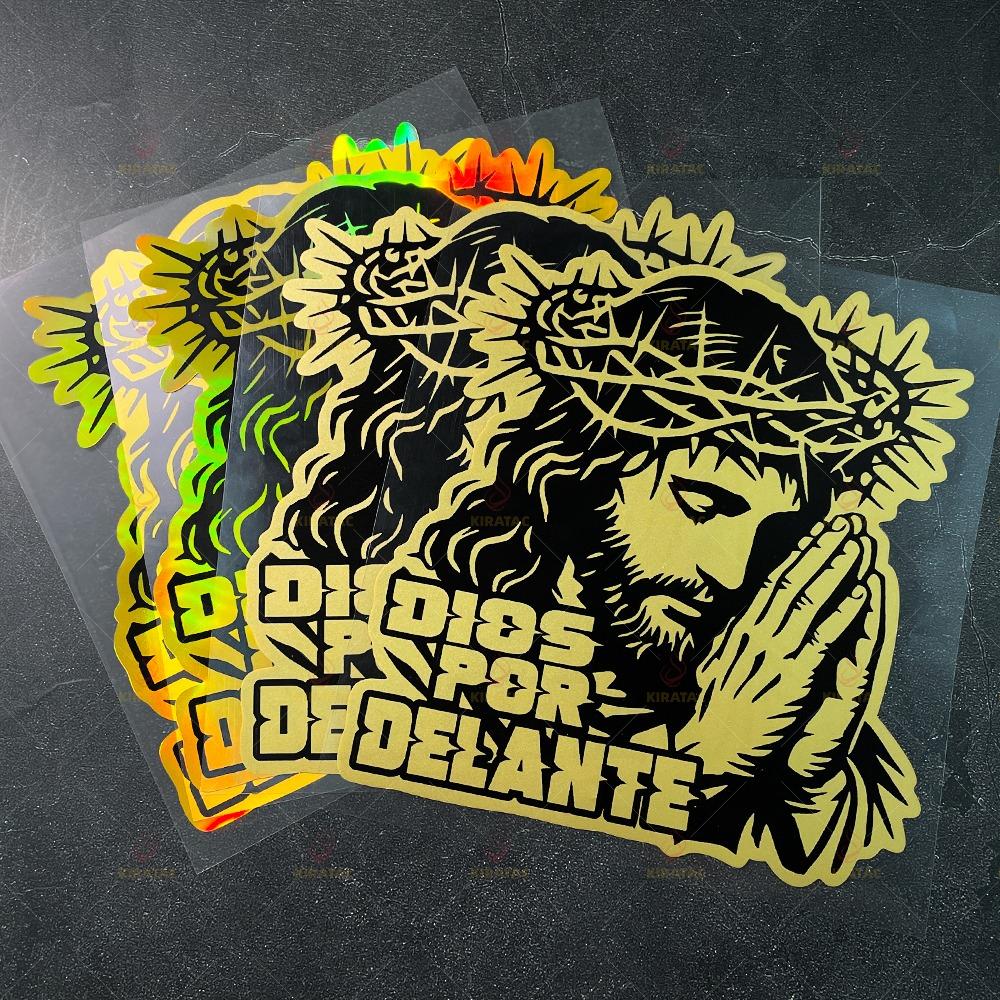 DIOS POR DELANTE Motorcycle Sticker Waterproof for Motorcycle Windshield Fairings Car Trunk Window Scooter Universal Vinyl Decal