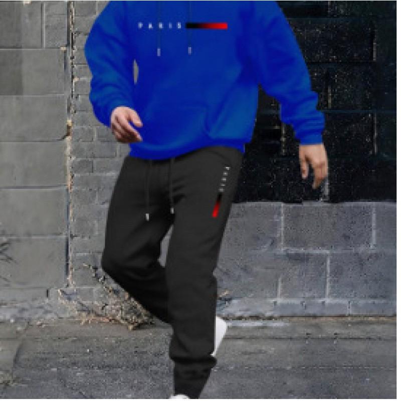 Mens Hooded Oversized Cotton Blend Sweatshirt Set Long Sleeve Top Pants Casual Sportwear