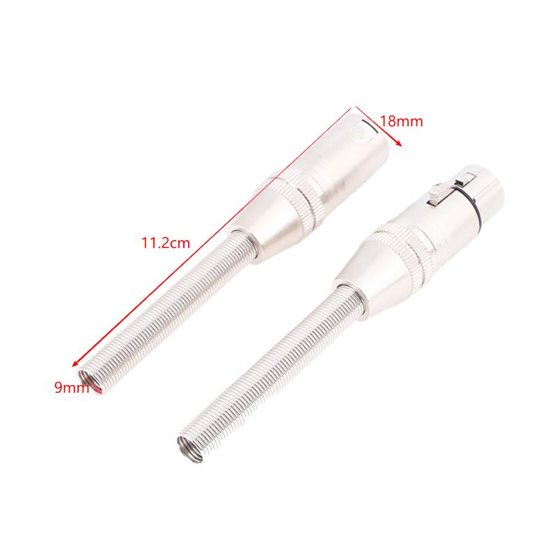 1 2Pcs 3 Pin XLR Male Female Audio Connector With Long Spring For Microphone Plug Signal Stability For Home Studio Podcast Setup