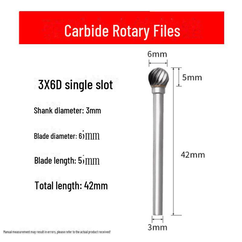 3mmX6 Tungsten Steel Carbide Rotary File for Electric Grinding - Small Metal Grinding Head