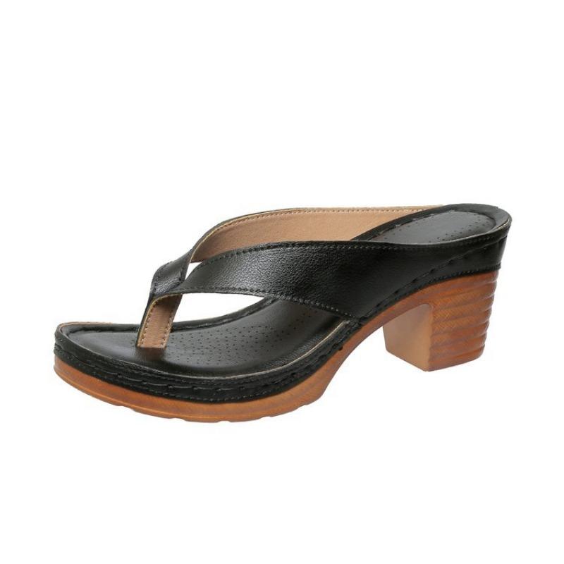 New Style Shoes Large-sized High-heeled Fashionable Shoes Thick-heeled Flip-flops