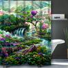 Dream View Cottage  Bathing Curtain  Bathroom Shower Curtain Waterproof With 12 Hooks Home Deco Free Ship