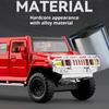 Scale 1:32 H2 Car Model Toy Doors Opened Pull Back High Simulation Sound Light Miniature Models Toys Hooby Gifts for Kids