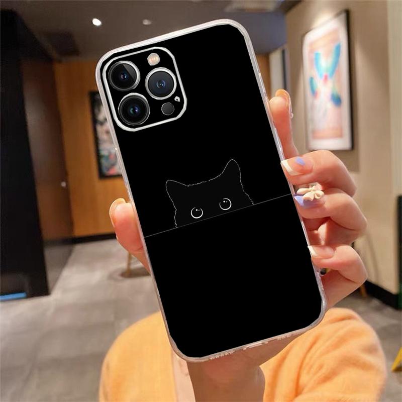 Phone Case For iphone 17ProMax Air 16 15 14 13 Pro Max 15 16 Pro 15Plus Cartoon black cat