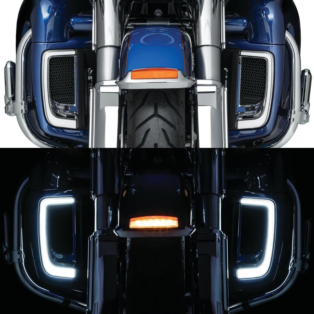 Black Lower Leg Vented Fairing Grills LED Turn Signal Lights for Harley Touring Street Glide Road king FLHTK 14-20
