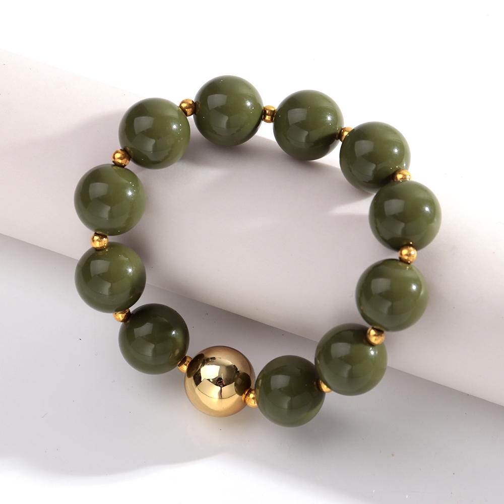 New Resin Round Beaded Chain Necklaces Bracelets for Women Man Statement Marbling Color Acrylic Choker Handmade Jewelry Gift