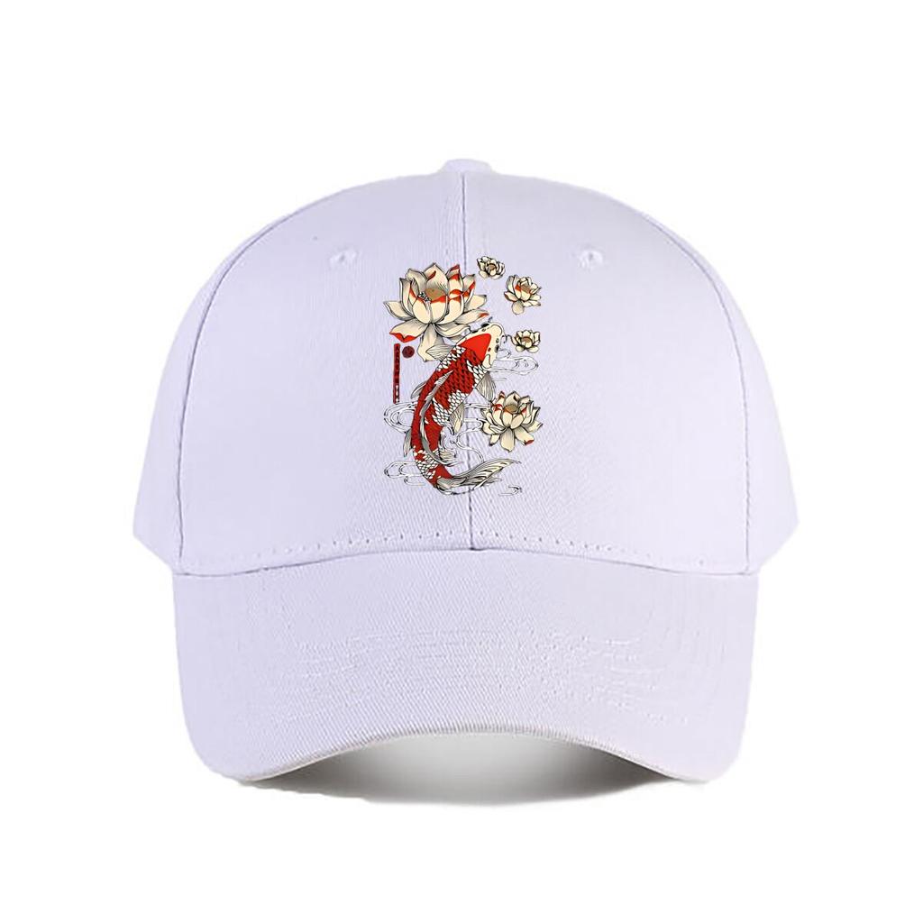 Japanese Koi Fish Lotus Canvas Wall Art Baseball Cap Fashion Unisex Sunhat Womens Outdoor Sports Snapback Cap