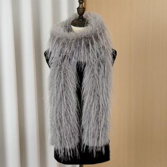 Women Scarf Solid Color Imitation Turkey Feathers Long Scarf Autumn Winter Warm Scarf Daily Party Street Wear