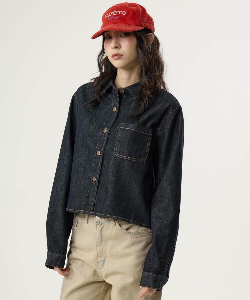 UNKNOWN PLANET Pocket Crop Denim Shirt Indigo