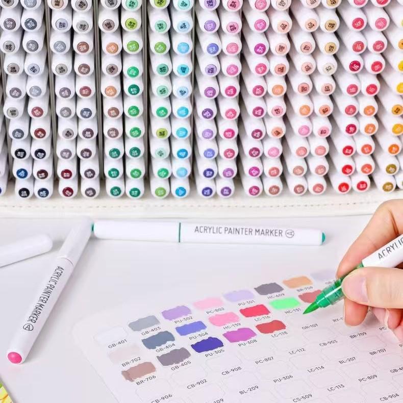 Blue Fruit 240-Color Liquid Ink Acrylic Marker Set for Kids' DIY Painting & Art Projects