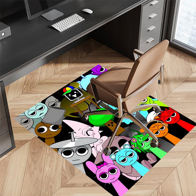 1pc Sprunki Game2 Print Area Rug - Soft, Washable Non-Slip Indoor Mat for Office Chairs, Living Room, Home Office Decorative Rug