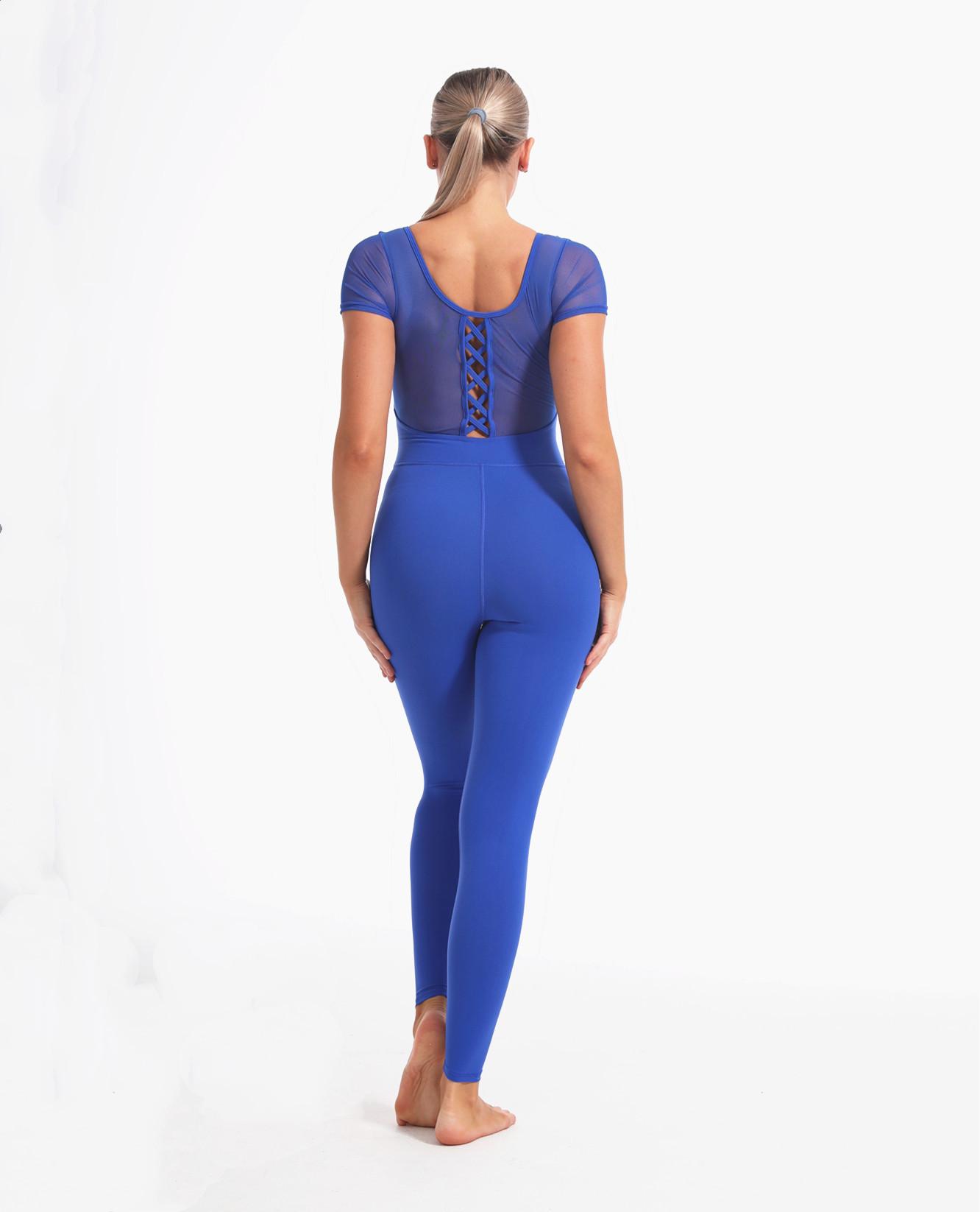 

Женский комбинезон для фитнеса с коротким рукавом и сетчатыми вставками для йоги и бега Small