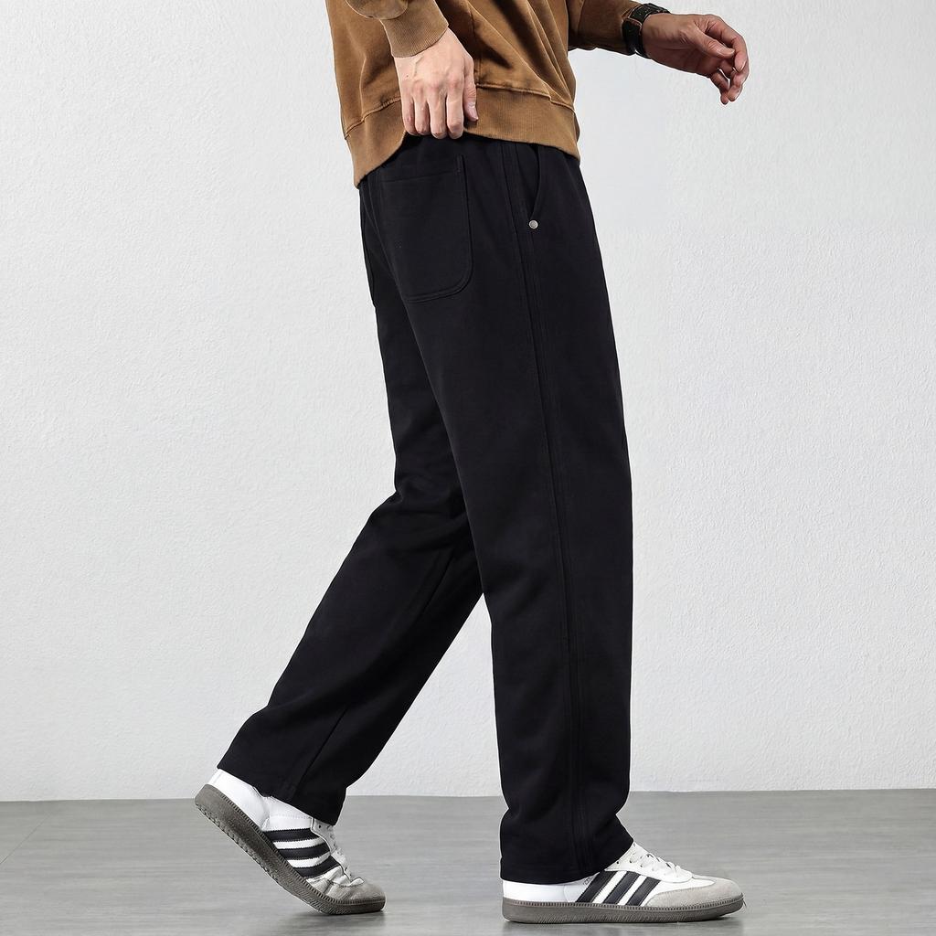 Solid color pants men's new summer drawstring loose straight sweatpants drape