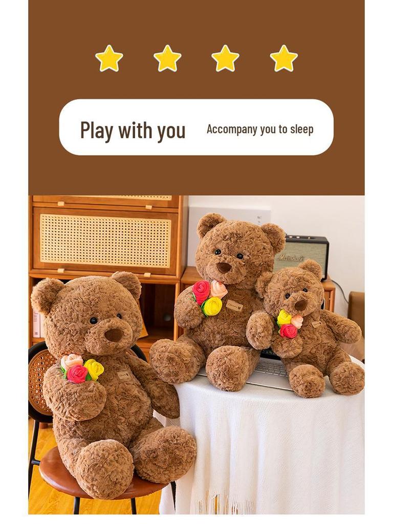 Rose Bouquet Bear Plush Doll - Cute Gift for Couples & Girls