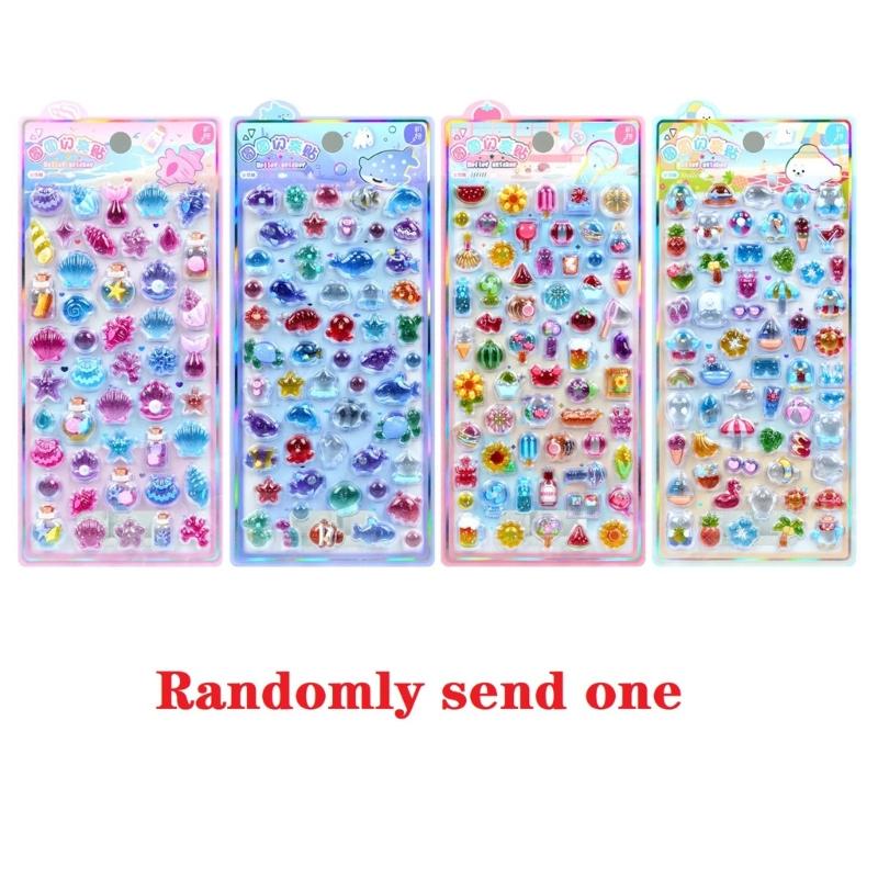 Cartoon Embossed PVC Sticker for Kid Wall Door Scrapbooking Journal Planner Phone Case Laptop Children Reward Sticker