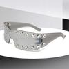 Non-polarized Rimless Rhinestone Sunglasses Women  Diamond Punk Shield Wrap Sun Glasses Vintage One-Piece Shades Frameless Goggle