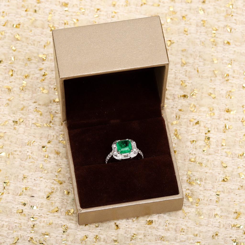 Smaragdový diamantový prsten z čistého stříbra 925, velikost 6-7-8, 18karátové pravé zlato, galvanicky pokovené, luxusní šperky, pokovené šperky vysoké kvality