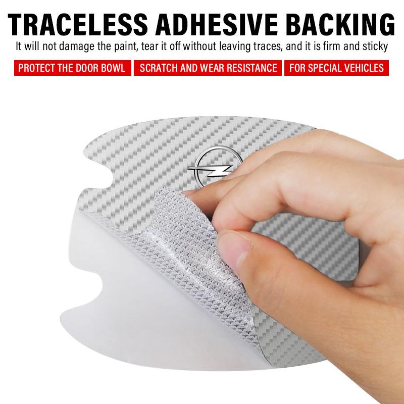 4PCS Car Door Handle Protection Sticker Emblem Car Decoration Styling For Opel Astra j g Insignia Corsa d Vectra c Zafira a Auto Gadgets