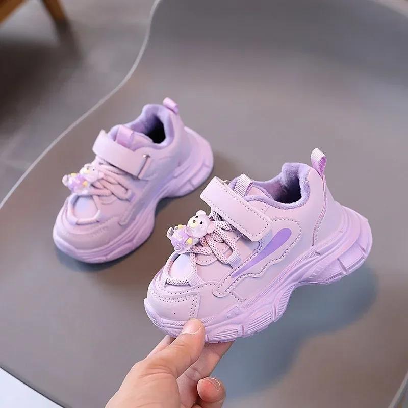 Kid Sneakers Girl Shoes 24Spring New Baby Walking Shoes Children Sport Shoe Boy Platform Plush Kid Shoes Little Bear Tennis Shoe