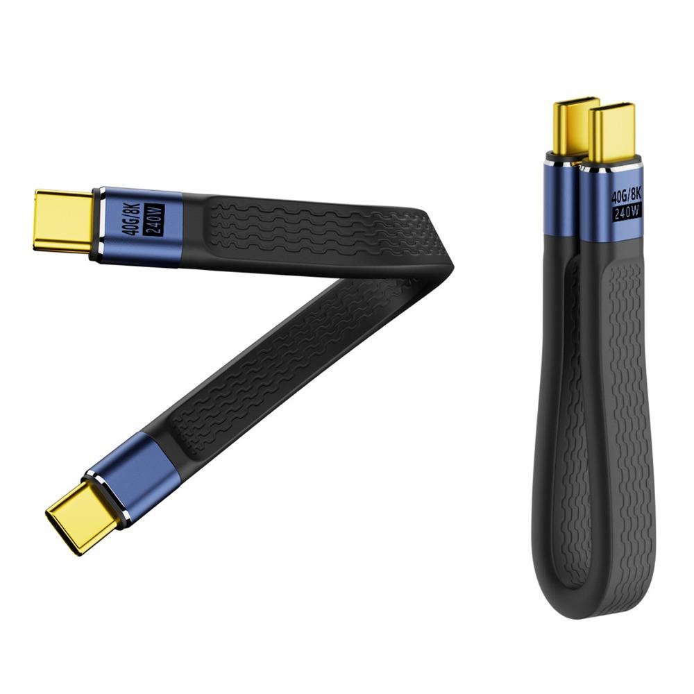 Cabo USB4 Tipo-C Universal 40Gbps PD 240W Cabo de Dados USB-C Curto Chip E-marker Fio Flexível de Placa Macia Saída de Vídeo
