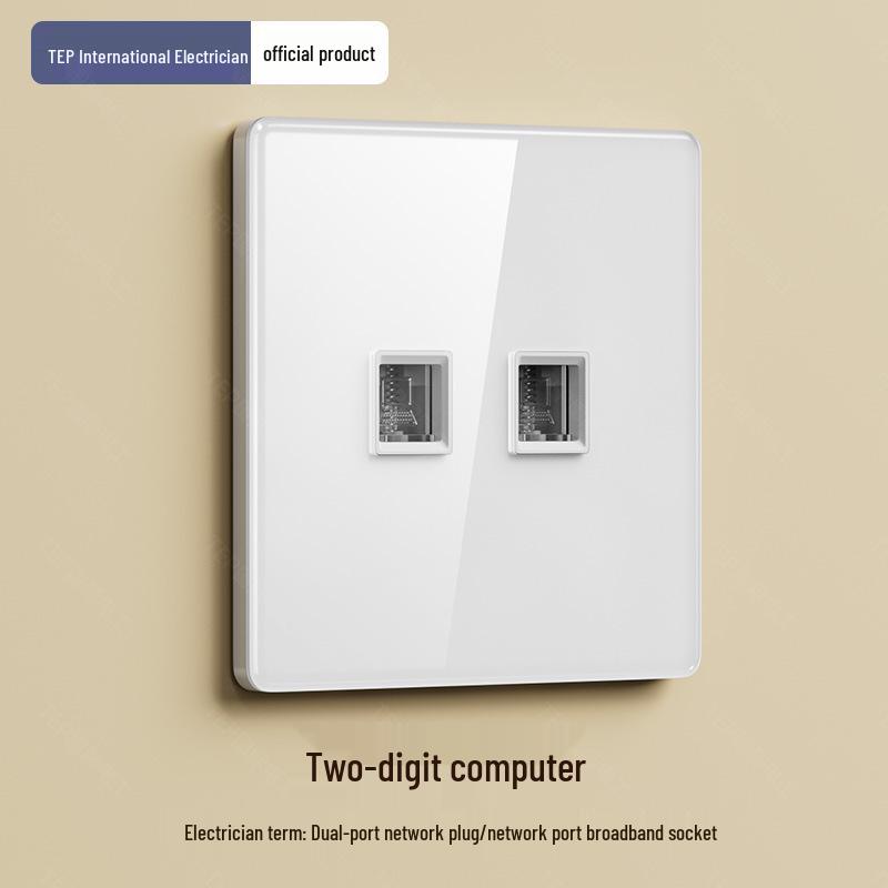 Smart White Glass 2-Gang Switch Panel, Single Fire, Voice-Controlled, Mijia APP Compatible.