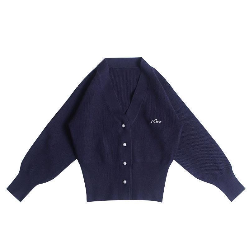 

Модный кардиган с V-образным вырезом в стиле JK College: Женский вязаный свитер, осенняя верхняя одежда с длинным рукавом Medium