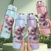 1PC Baby Elephant Big Ear Sweet Print 750ml Color Plastic Sports Water Bottle Leakproof Flip Straw Lid Suitable for Sports Office Home Use
