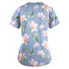 Women Fashion Spring And Summer Oil Painting Print V-neck Short Sleeve Workwear With Pockets Tops