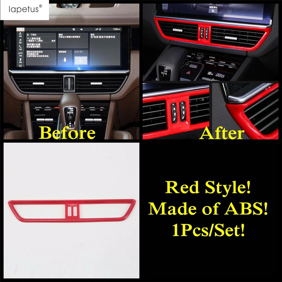 Tête de Levier de Vitesse Rouge / Leve-vitre / Porte-gobelet / Bande de Couverture d'Écran de Tableau de Bord Accessoires de Garniture Pour Porsche Cayenne 2018 -