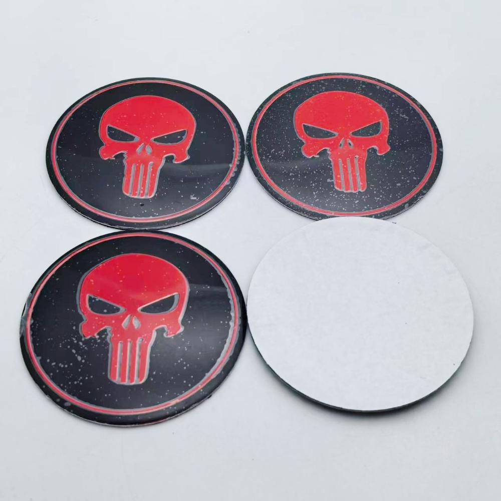 4pcs 45mm 56mm 65mm Skull Logo Emblem Car Stickers Accessories for Car Wheel Center Caps Hub Cap Rim Dust Cover Badge Replace