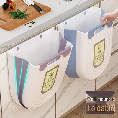 Cubo de Basura de Cocina Colgante Plegable para Desechos de Alimentos - Montaje en Pared o Armario